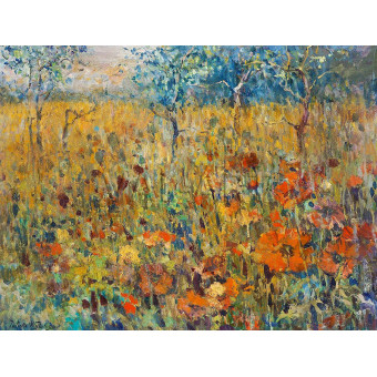 РЕПРОДУКЦИИ НА КАРТИНИ Дървета на поляна с цъфтящи макове (1924)